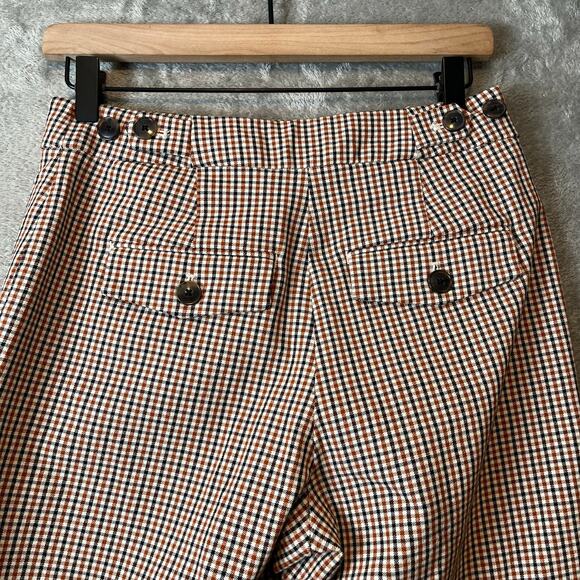 Maeve By Anthropologie Relaxed Kick Flare Cropped Pants Women US 6 Plaid - Picture 5 of 7